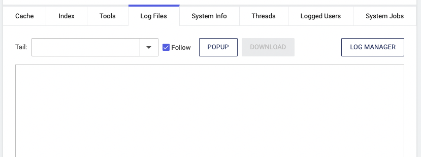 Log Files tab in System Maintenance.