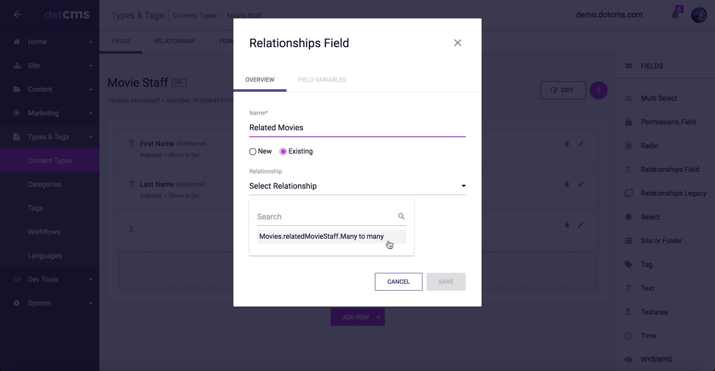 Adding an Relationship Field with Existing Relationship