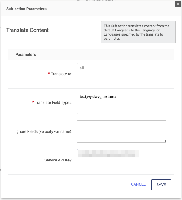 Translate sub-action parameters.