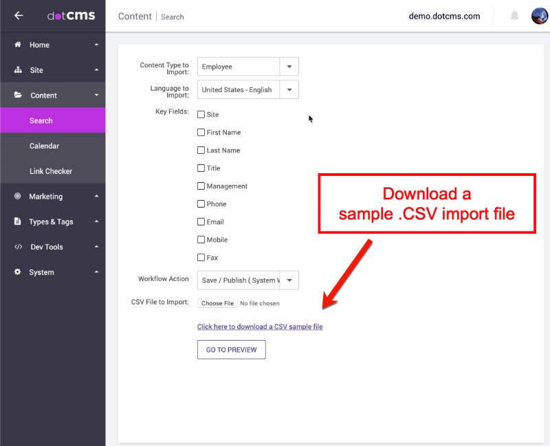 Download a sample CSV file