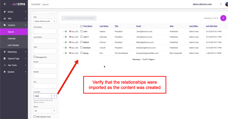 Verify the related data import