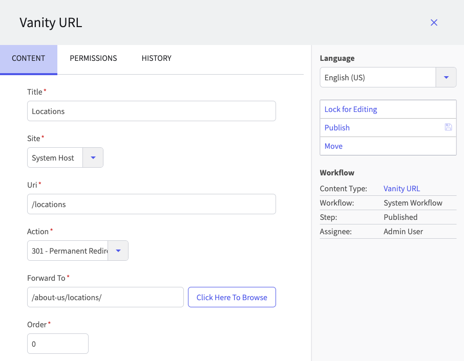 Vanity URLs & URL Rewriting dotCMS