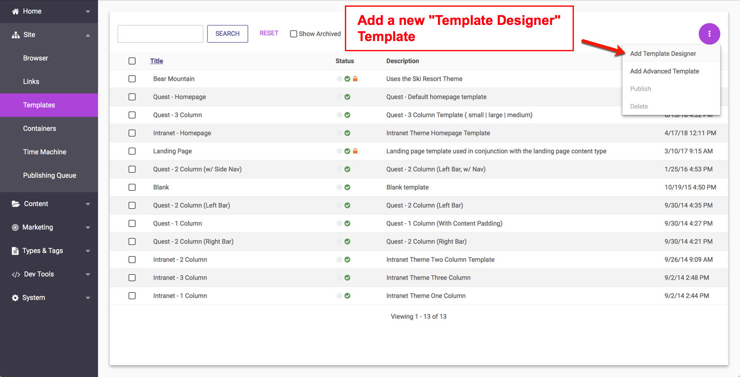 Add a template designer