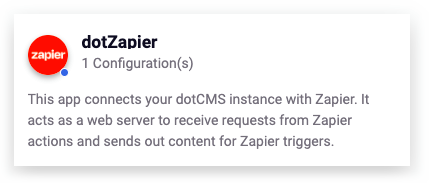 Zapier app within dotCMS.