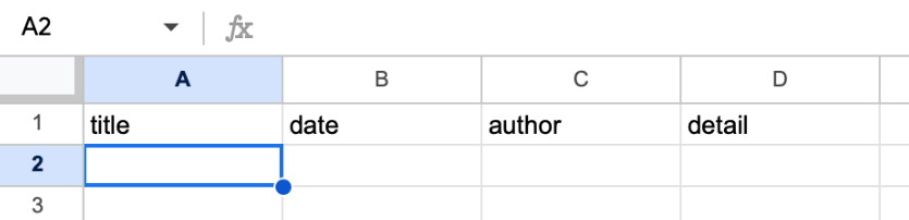 Adding headers to the spreadsheet.