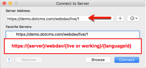 Enter or Select the WebDAV folder