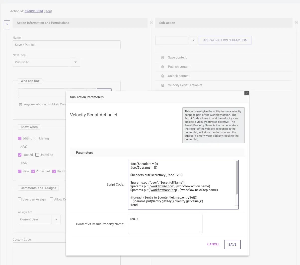 Adding the script in a workflow to fire a webhook