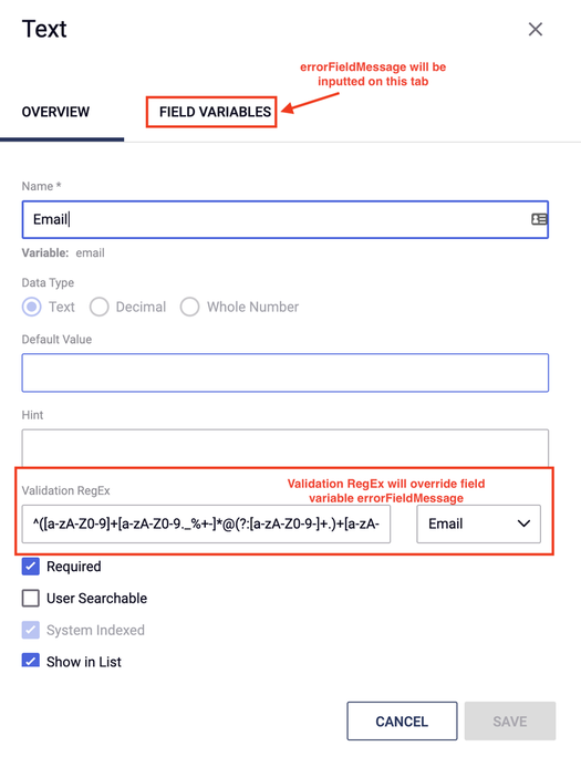 Custom Field Messaging on Forms