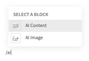 Block selector showing the two new blocks.