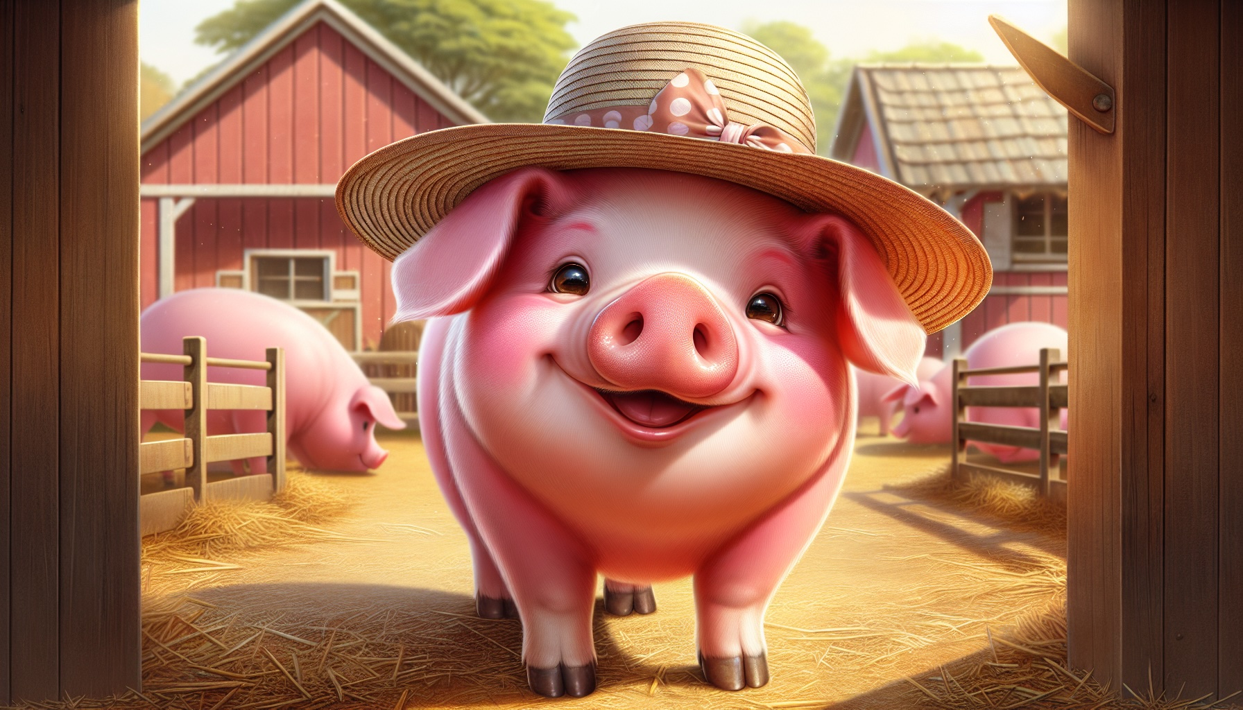 An image of a pig wearing a hat, generated by API call.