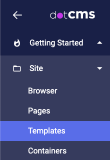Templates highlighted in the Site tool group.