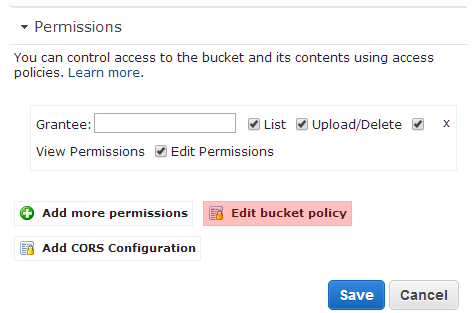 AWS S3 Bucket Policy Button